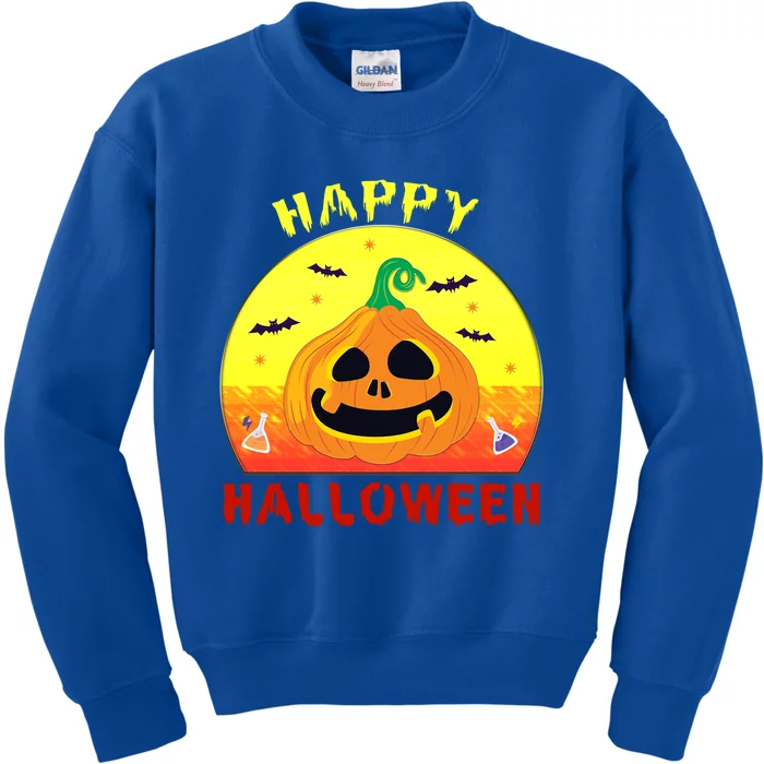 Halloween Coolest Pumpkin Vintage Moon Cutest Bats The Witch Gift Kids Sweatshirt