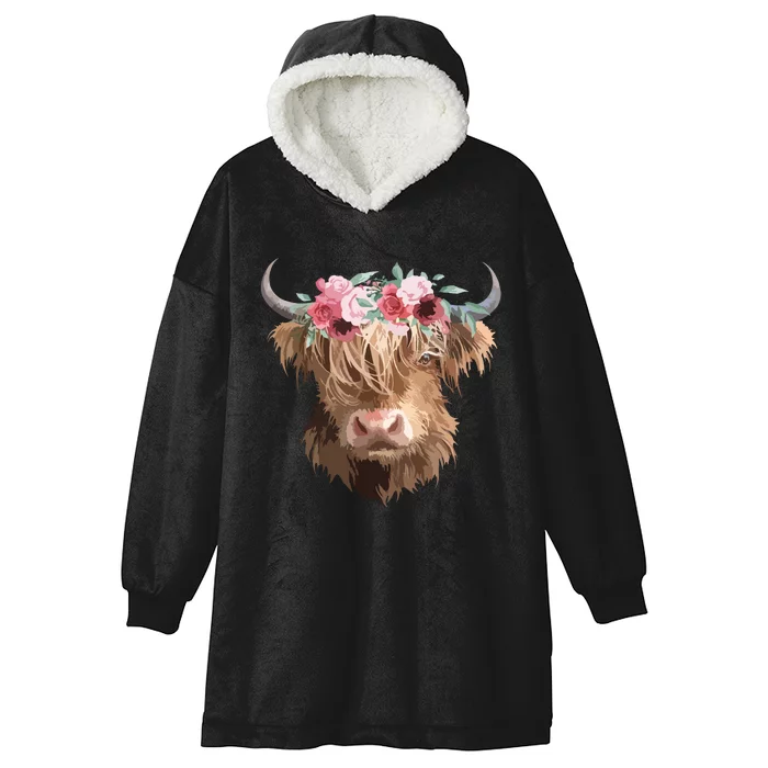 Highland Cow Painting Hooded Wearable Blanket