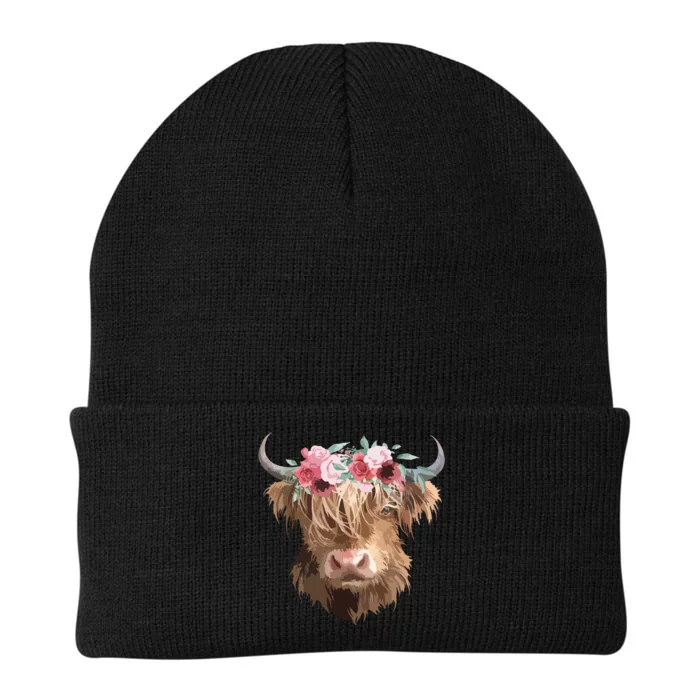 Highland Cow Painting Knit Cap Winter Beanie