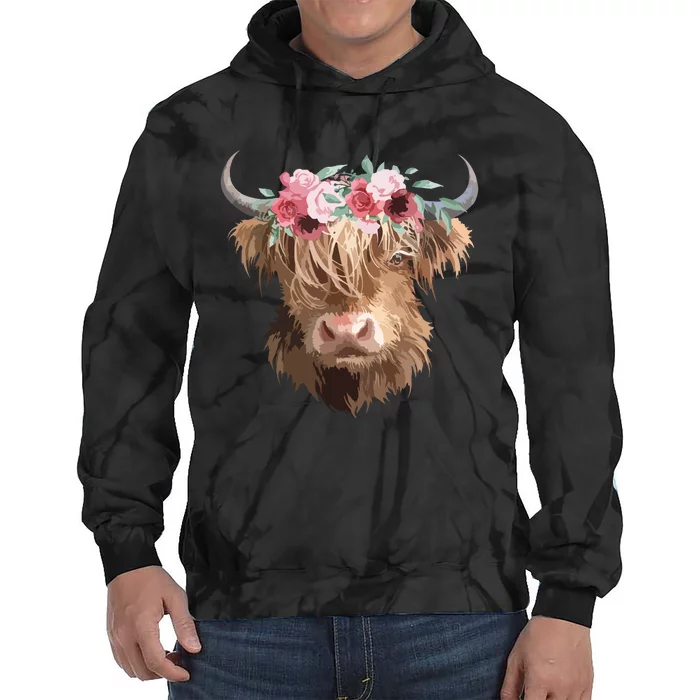 Highland Cow Painting Tie Dye Hoodie