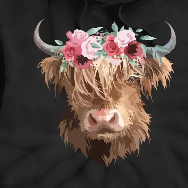 Highland Cow Painting Tie Dye Hoodie