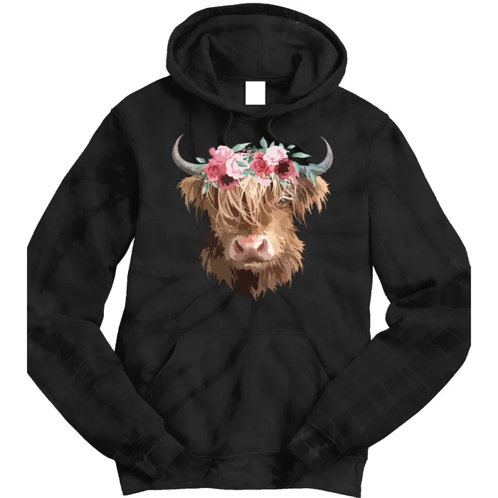 Highland Cow Painting Tie Dye Hoodie