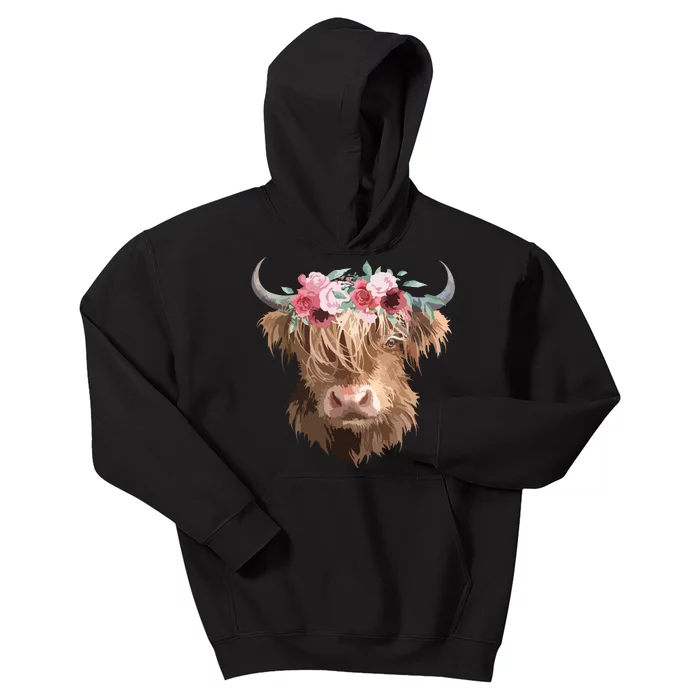 Highland Cow Painting Kids Hoodie