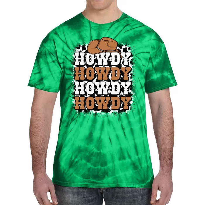 Howdy Cow Print Western Country Cowgirl Cowboy Texas Rodeo Tie-Dye T-Shirt