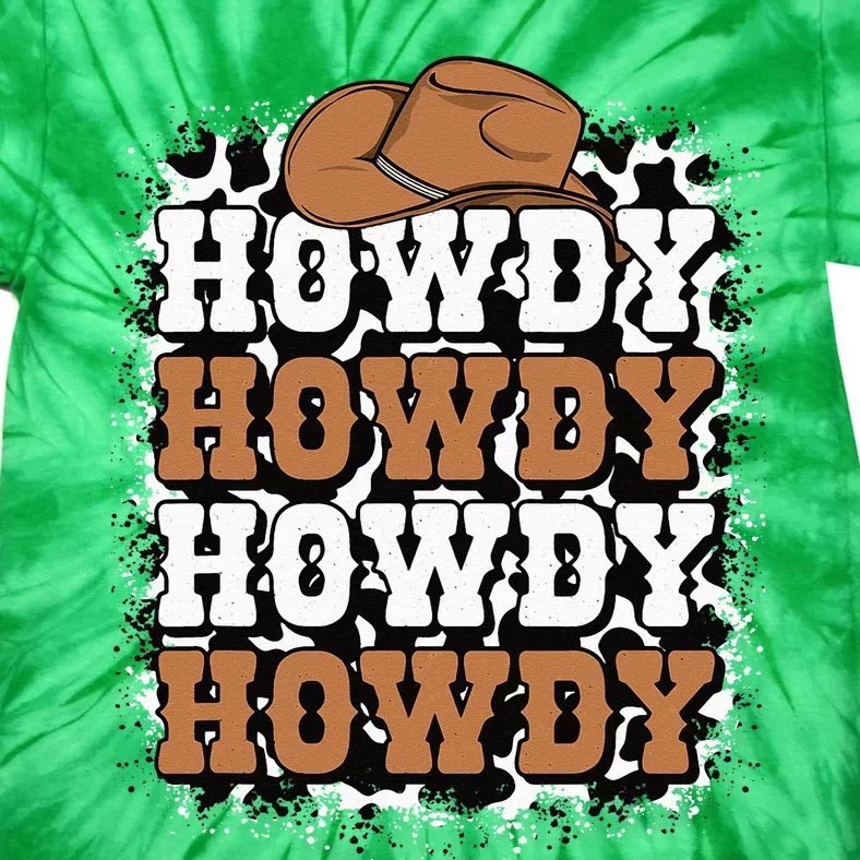 Howdy Cow Print Western Country Cowgirl Cowboy Texas Rodeo Tie-Dye T-Shirt