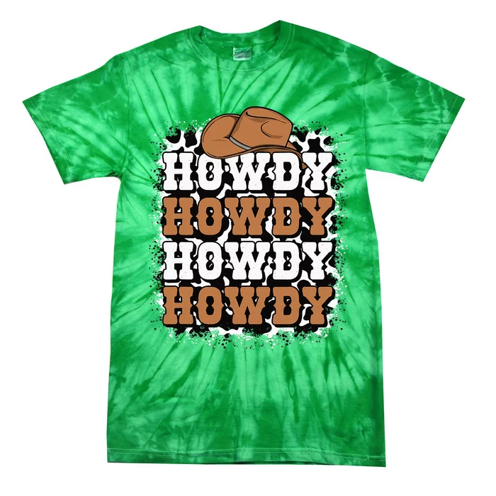 Howdy Cow Print Western Country Cowgirl Cowboy Texas Rodeo Tie-Dye T-Shirt