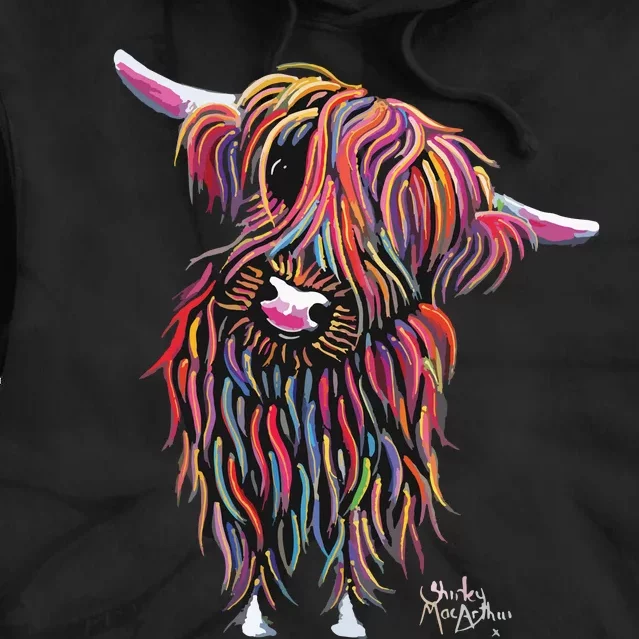 HiGHLaND CoW PRiNT ANiMaL PRiNT BoLLY Tie Dye Hoodie