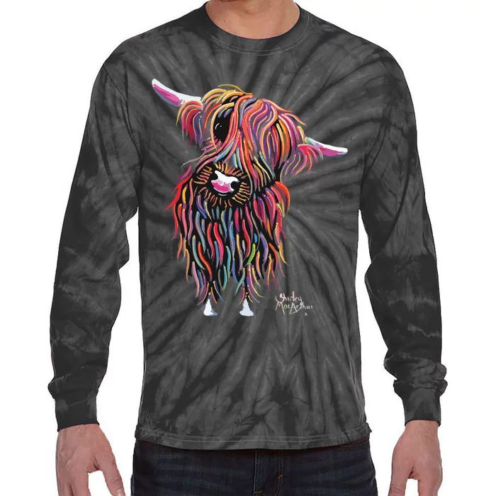 HiGHLaND CoW PRiNT ANiMaL PRiNT BoLLY Tie-Dye Long Sleeve Shirt