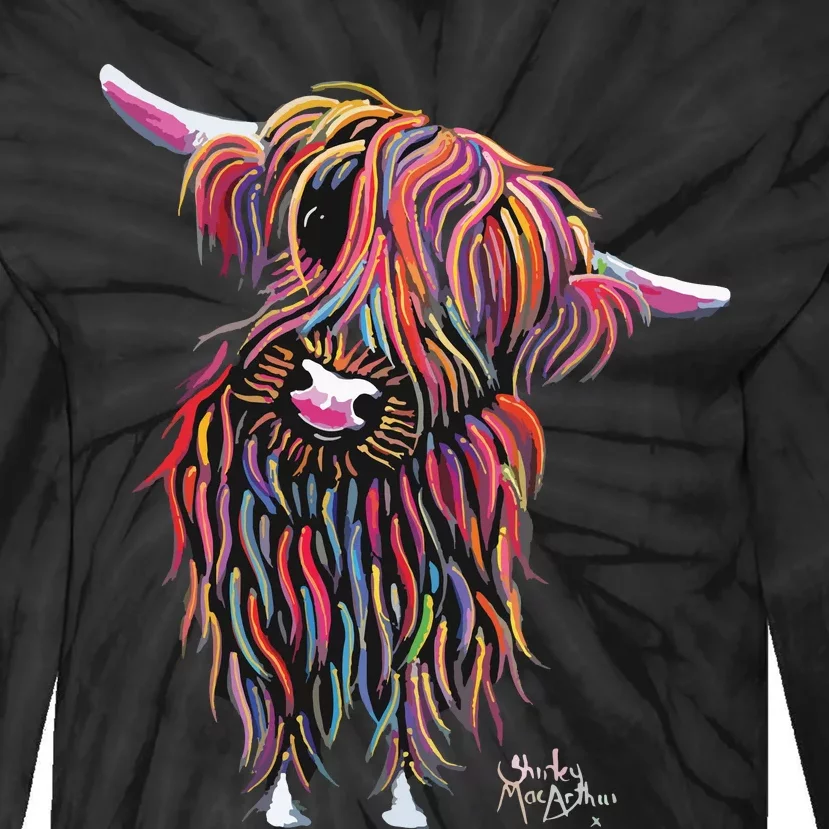 HiGHLaND CoW PRiNT ANiMaL PRiNT BoLLY Tie-Dye Long Sleeve Shirt