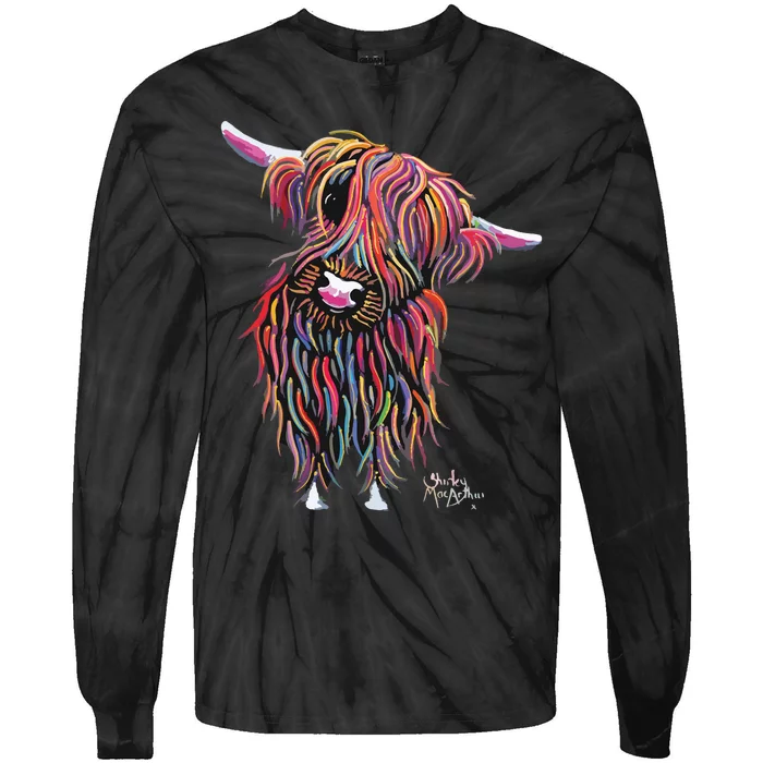 HiGHLaND CoW PRiNT ANiMaL PRiNT BoLLY Tie-Dye Long Sleeve Shirt