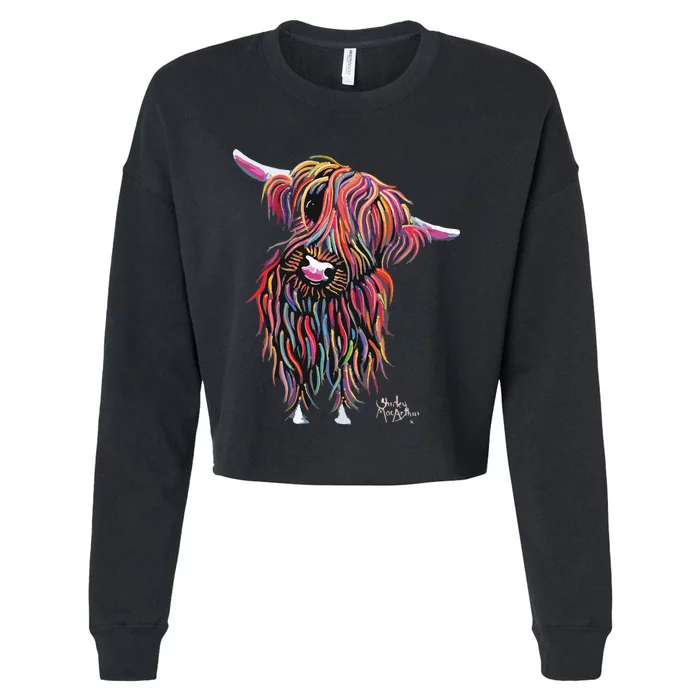 HiGHLaND CoW PRiNT ANiMaL PRiNT BoLLY Cropped Pullover Crew