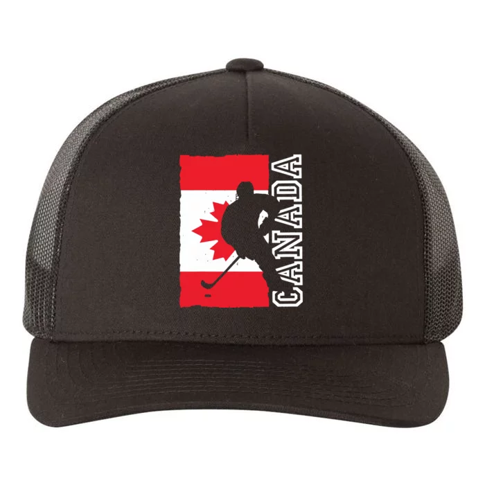 Hockey Canadian Patriotic Flag Yupoong Adult 5-Panel Trucker Hat