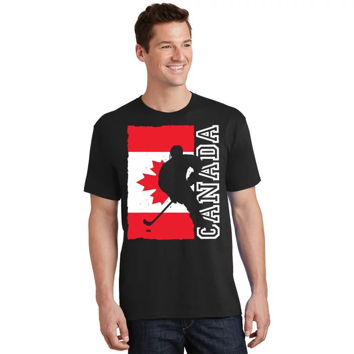 Hockey Canadian Patriotic Flag T-Shirt