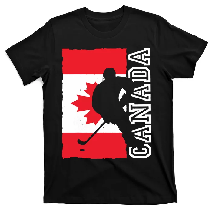 Hockey Canadian Patriotic Flag T-Shirt