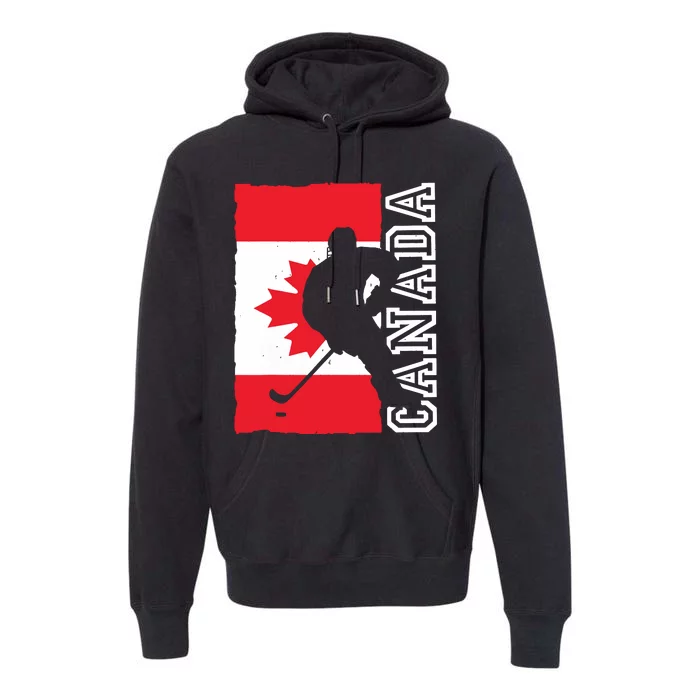 Hockey Canadian Patriotic Flag Premium Hoodie