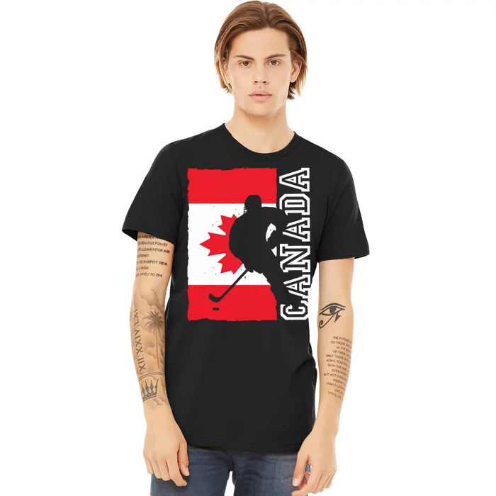 Hockey Canadian Patriotic Flag Premium T-Shirt