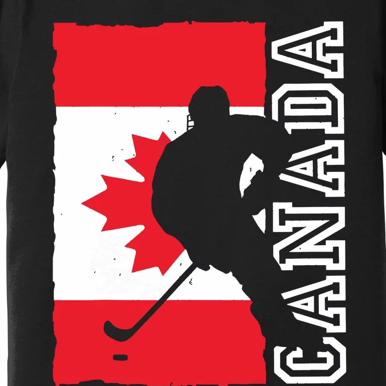 Hockey Canadian Patriotic Flag Premium T-Shirt