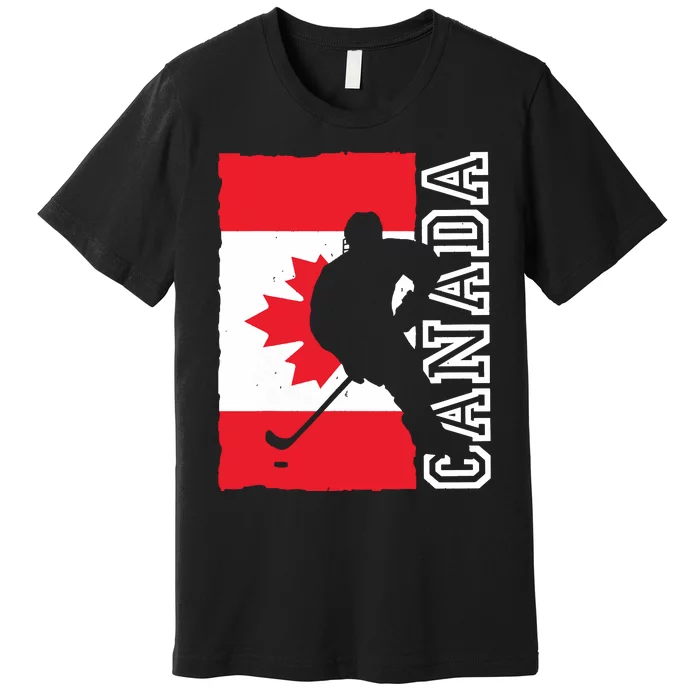 Hockey Canadian Patriotic Flag Premium T-Shirt