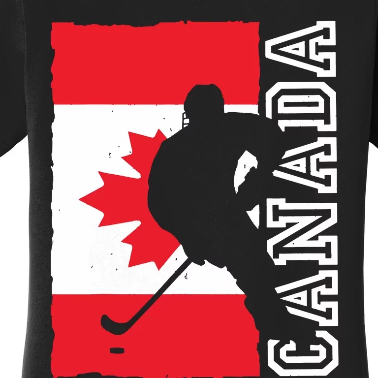 Hockey Canadian Patriotic Flag Women's T-Shirt