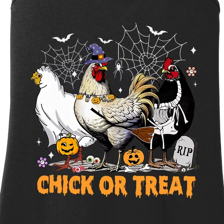 Halloween Chicken Pumpkin Chick Or Treat Spooky Season Ladies Essential Tank