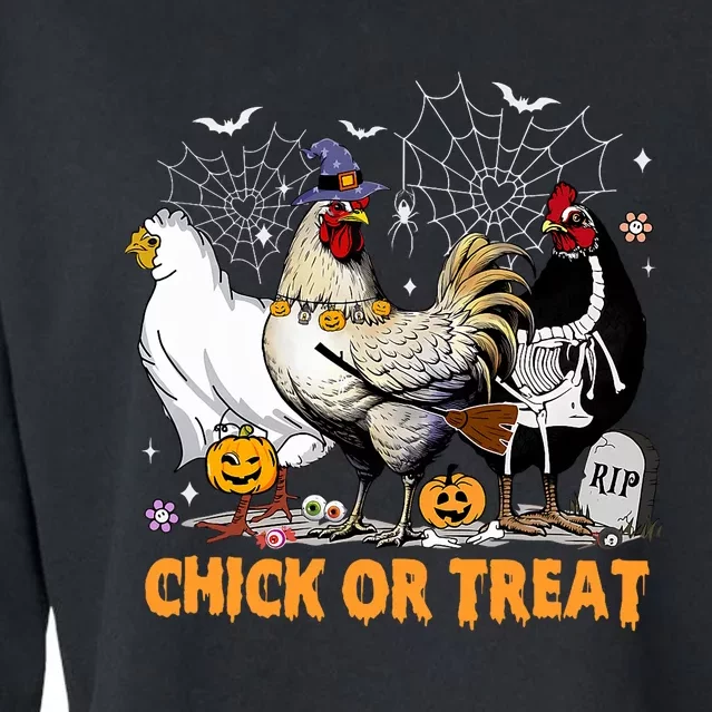 Halloween Chicken Pumpkin Chick Or Treat Spooky Season Cropped Pullover Crew