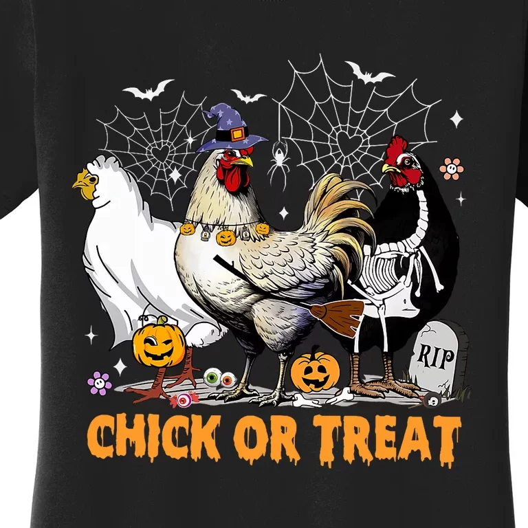 Halloween Chicken Pumpkin Chick Or Treat Spooky Season Women's T-Shirt