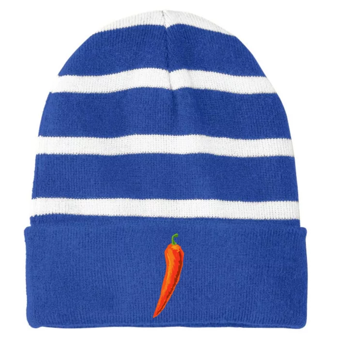 Hot Chili Pepper Funny Gift For Spicy Food Lover Gift Striped Beanie with Solid Band