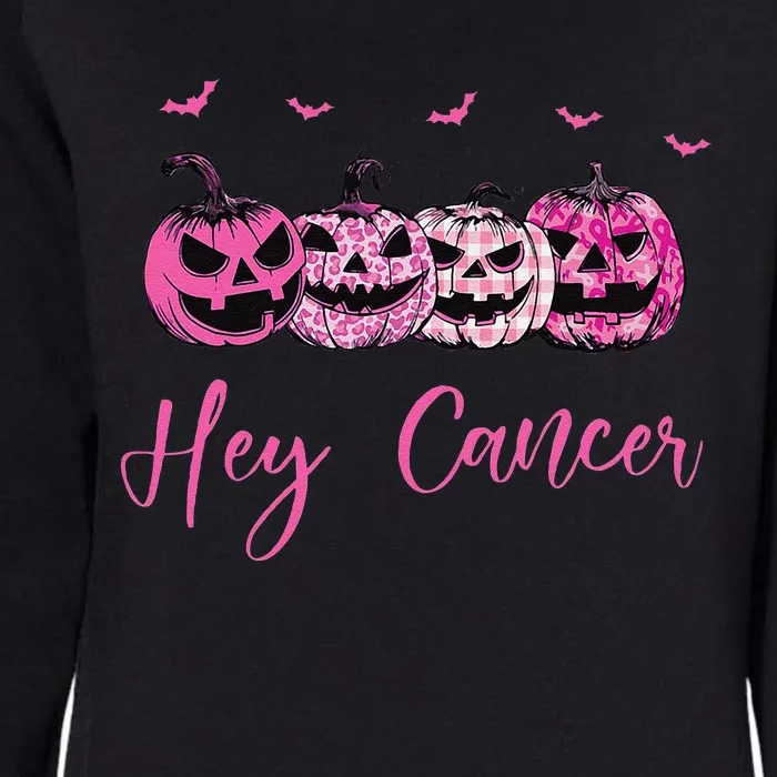 Hey Cancer Pin.K Ribbon Pumpkin Jack O Lantern Breast Cancer Womens California Wash Sweatshirt