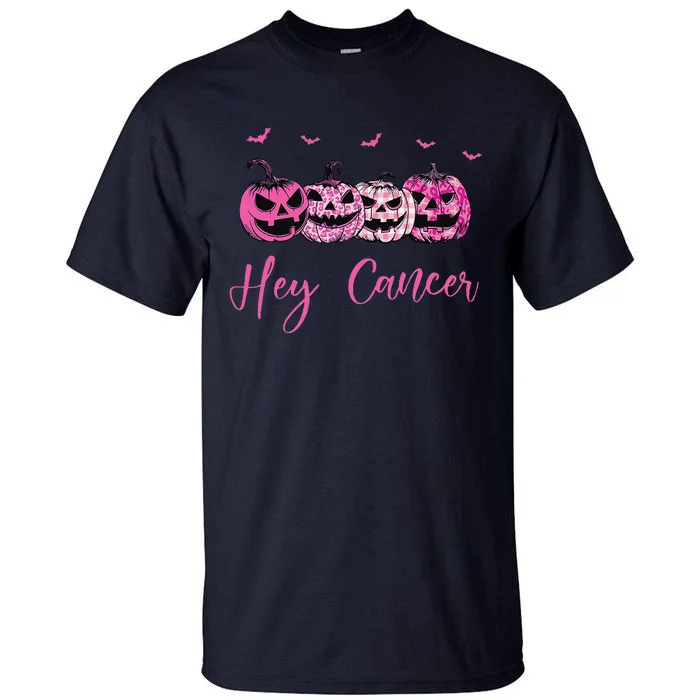 Hey Cancer Pin.K Ribbon Pumpkin Jack O Lantern Breast Cancer Tall T-Shirt