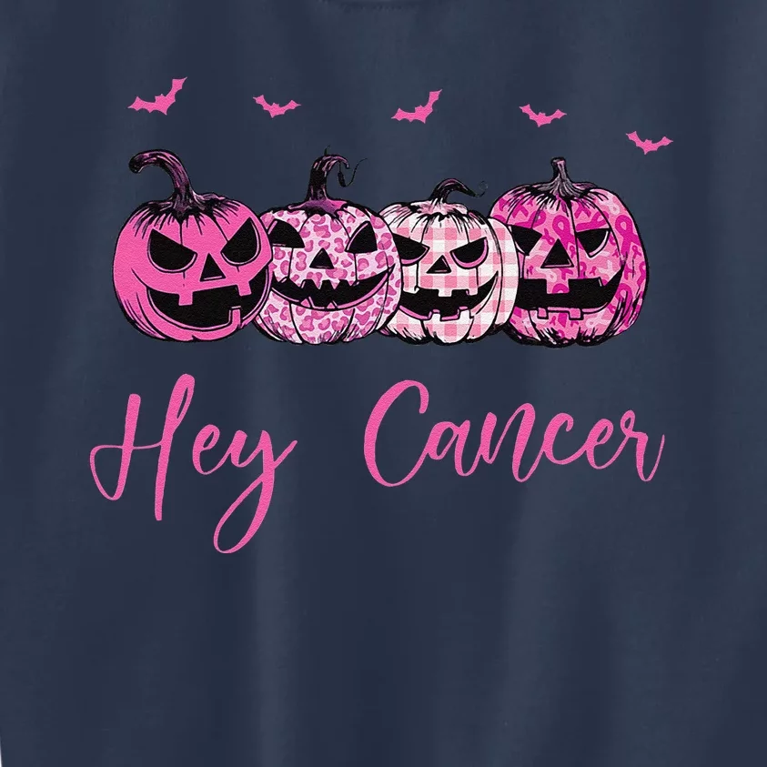 Hey Cancer Pin.K Ribbon Pumpkin Jack O Lantern Breast Cancer Kids Sweatshirt