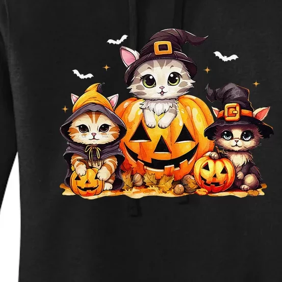 Halloween Cat Pumpkin Spooky Season Gift Women's Pullover Hoodie