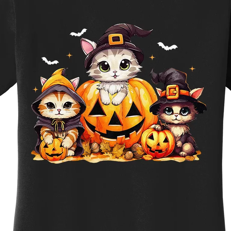 Halloween Cat Pumpkin Spooky Season Gift Women's T-Shirt