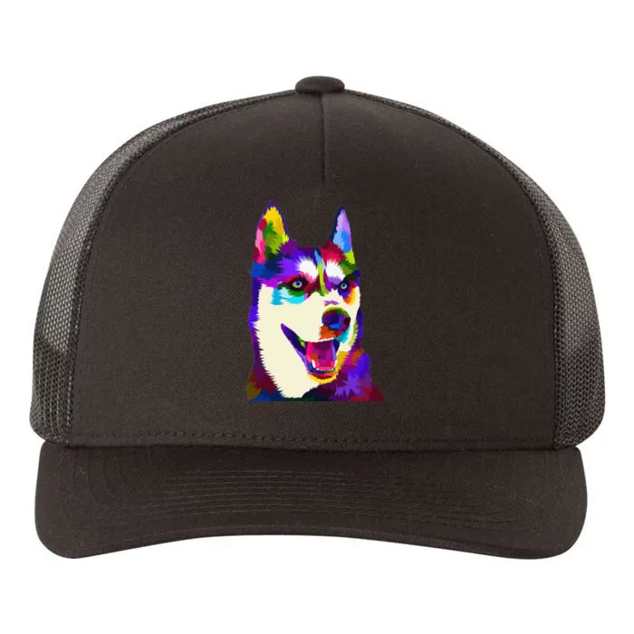 Husky Colorful Pop Art Portrait For Dog Owners Chukcha Sibe Yupoong Adult 5-Panel Trucker Hat