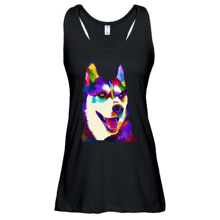 Husky Colorful Pop Art Portrait For Dog Owners Chukcha Sibe Ladies Essential Flowy Tank