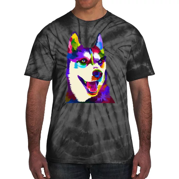 Husky Colorful Pop Art Portrait For Dog Owners Chukcha Sibe Tie-Dye T-Shirt