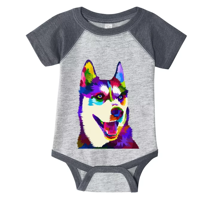 Husky Colorful Pop Art Portrait For Dog Owners Chukcha Sibe Infant Baby Jersey Bodysuit