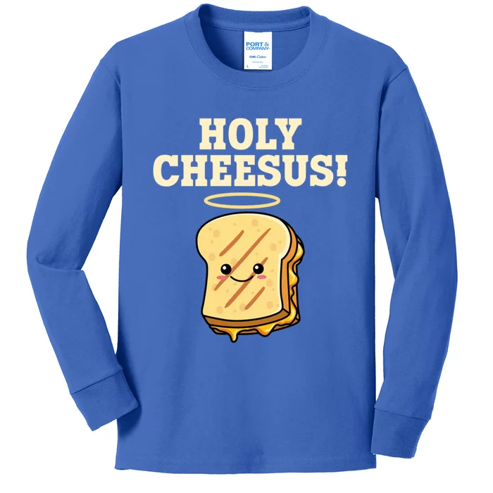 Holy Cheesus! Pun Grilled Cheese Lover Gift Kids Long Sleeve Shirt