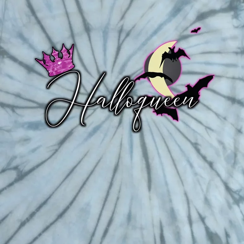 Halloqueen Crown Queen Of Halloween Moon Bats Cute Pink Meaningful Gift Tie-Dye T-Shirt