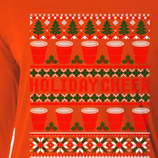 Holiday Cheer Red Solo Cup Christmas Beer Ugly Sweater Great Gift Cooling Performance Long Sleeve Crew