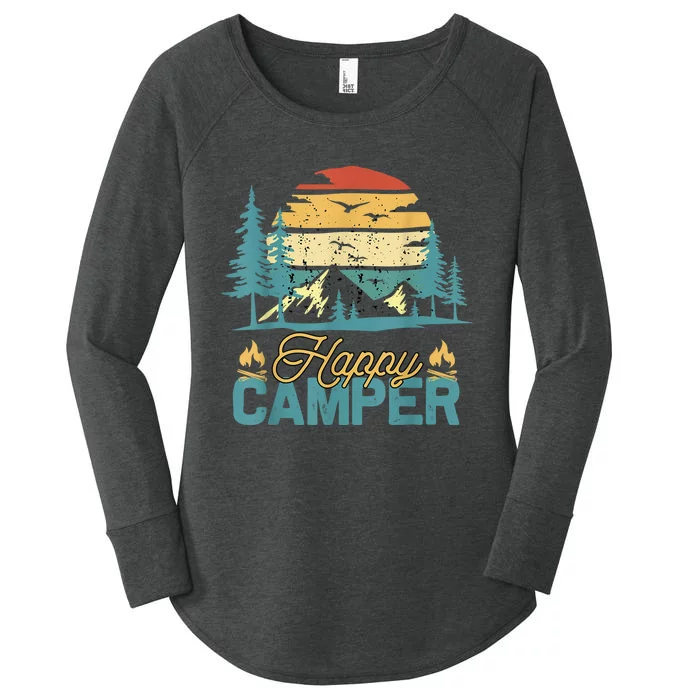 Happy Camper Retro Vintage Funny Matching Camping Crew Women's Perfect Tri Tunic Long Sleeve Shirt