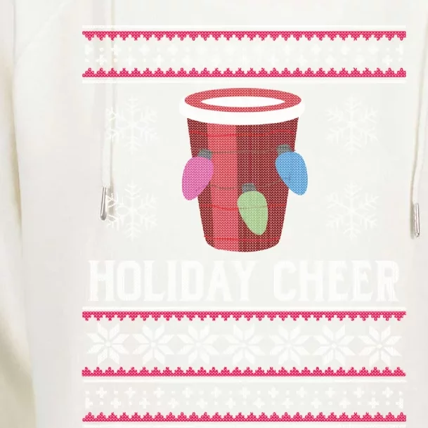 Holiday Cheer Red Solo Cup Ugly Christmas Beer Pong Xmas Gift Womens Funnel Neck Pullover Hood