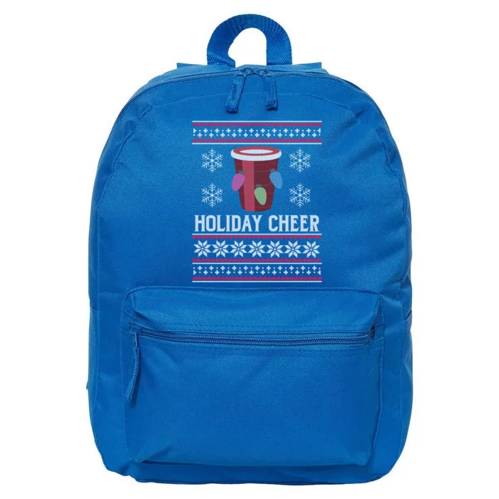 Holiday Cheer Red Solo Cup Ugly Christmas Beer Pong Xmas Gift 16 in Basic Backpack