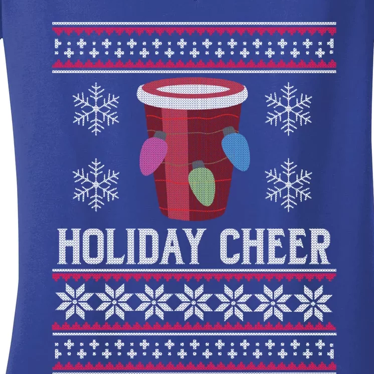 Holiday Cheer Red Solo Cup Ugly Christmas Beer Pong Xmas Gift Women's V-Neck T-Shirt