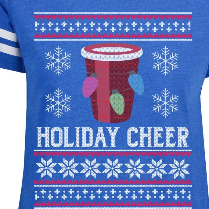 Holiday Cheer Red Solo Cup Ugly Christmas Beer Pong Xmas Gift Enza Ladies Jersey Football T-Shirt