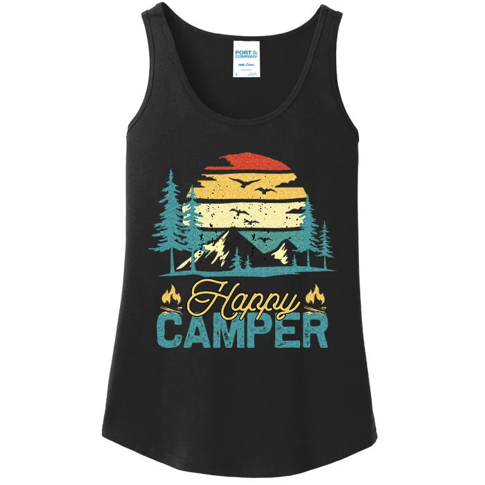 Happy Camper Retro Vintage Funny Matching Camping Crew Ladies Essential Tank