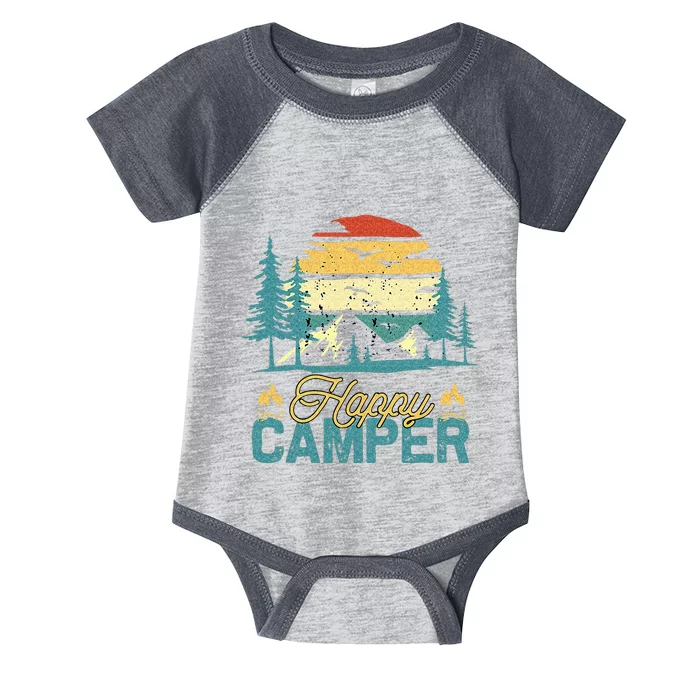 Happy Camper Retro Vintage Funny Matching Camping Crew Infant Baby Jersey Bodysuit