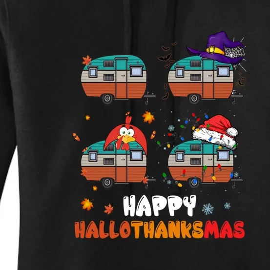 Hallothanksmas Camping RV Halloween Gift Women's Pullover Hoodie