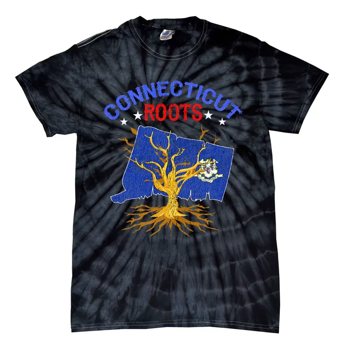 Home Connecticut Roots State Tree Gift Grown Tree Flag Lover Tie-Dye T-Shirt