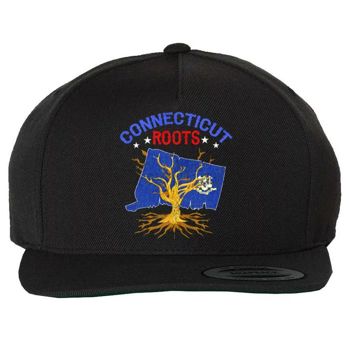 Home Connecticut Roots State Tree Gift Grown Tree Flag Lover Wool Snapback Cap