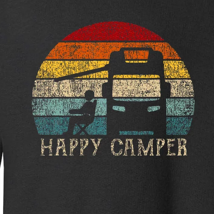 Happy Camper Rv Camping Retro Sun 70s 80s Toddler Sweatshirt